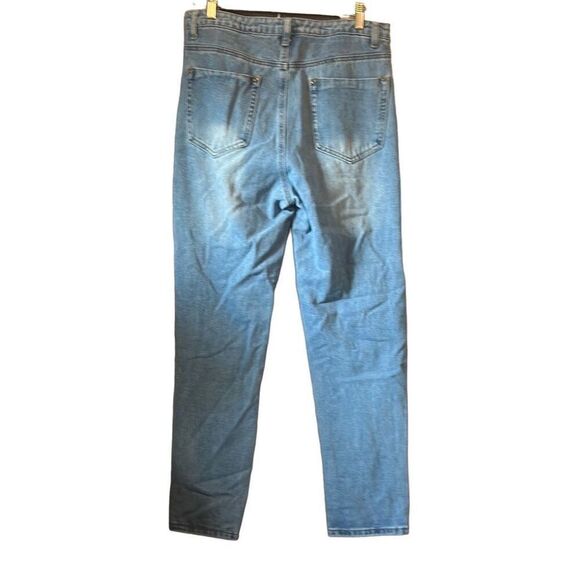 Nasty Gal Ripped Distressed Mom Jeans US 8 High Waist Light Wash Denim - Picture 5 of 5